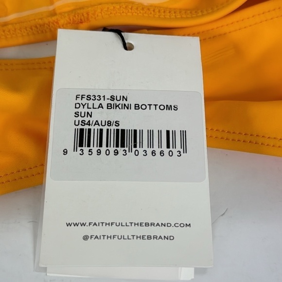 Faithfull The Brand Dylla Bikini Bottoms Women's US 4 Sun Orange Yellow NWT, - Picture 12 of 13